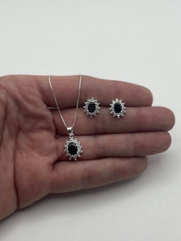 CONJUNTO DE PLATA FINA LADY DEE NEGRO CON CIRCON