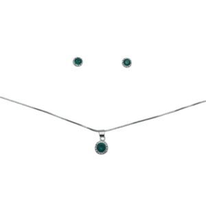 Imagen de WhatsApp 2024-08-12 a las 17.49.36_357641db CONJUNTO DE PLATA FINA CON CIRCON Y CRISTAL DE COLOR VERDE