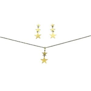 CONJUNTO EN ACERO QUIRURGICO ESTRELLAS DEGRADÉ DORADO