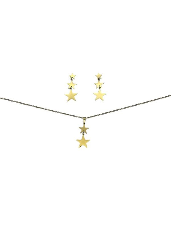CONJUNTO EN ACERO QUIRURGICO ESTRELLAS DEGRADÉ DORADO
