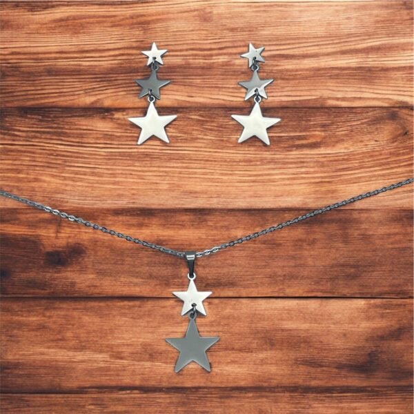 CONJUNTO EN ACERO QUIRURGICO ESTRELLAS DEGRADÉ