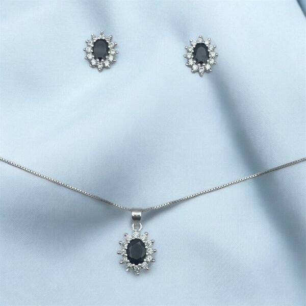CONJUNTO DE PLATA FINA LADY DEE NEGRO CON CIRCON