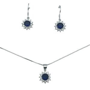 CONJUNTO DE PLATA FINA LADY DEE AZUL CON CIRCON