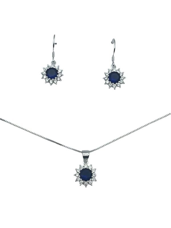 PCBY3514 CONJUNTO DE PLATA FINA LADY DEE AZUL CON CIRCON