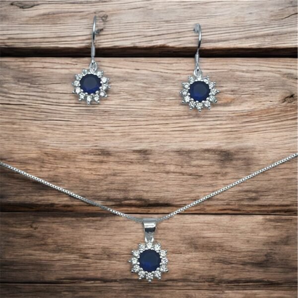 QITN3307 CONJUNTO DE PLATA FINA LADY DEE AZUL CON CIRCON