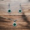 WYBS3890 CONJUNTO DE PLATA FINA LADY DEE VERDE CON CIRCON