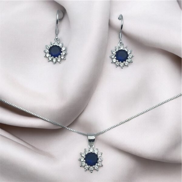 YBRR0455 CONJUNTO DE PLATA FINA LADY DEE AZUL CON CIRCON